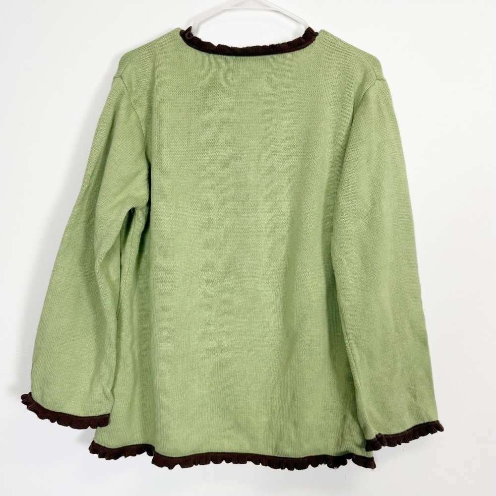 Storybook Knits Sweater Womens Large Green Floral Autumn Serenity Cardigan - Picture 2 of 11